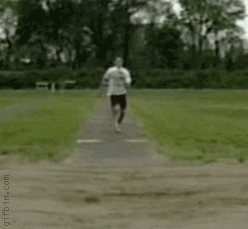 Funny Athlete Long Jump Fail GIF