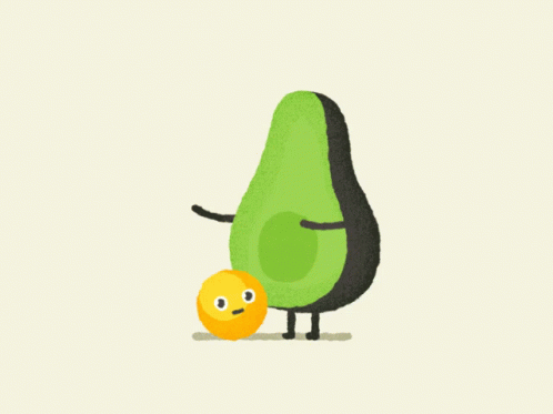Funny Avocado Cartoon Falling Seed GIF