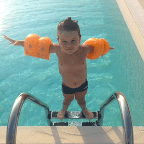 Funny Baby Falling In The Pool GIF