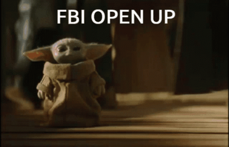 Funny Baby Yoda Fbi Open Up GIF