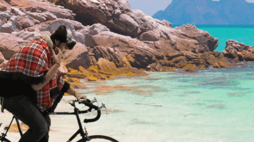 Funny Bike Ride In Cold Oregon Mountains GIF