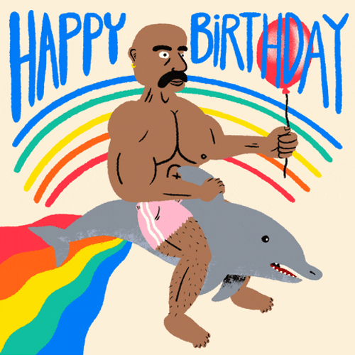 Funny Birthday Dolphin Ride Man GIF