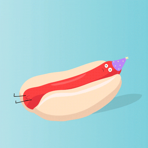 Funny Birthday Hotdog Mustard Cartoon GIF