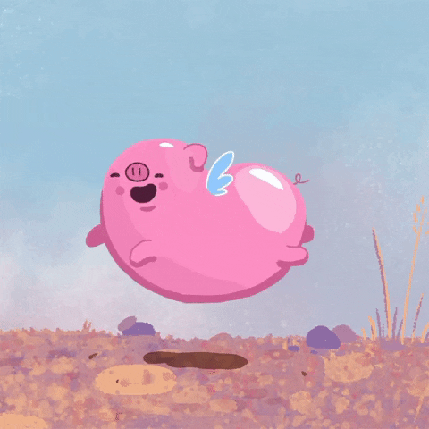 Funny Bouncing Pig Trying To Fly Animation GIF