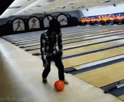 Funny Bowling Ryan Head Spin Strike GIF