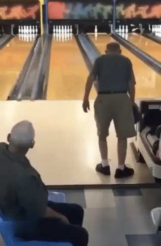 Funny Bowling Old Man Releasing The Ball GIF