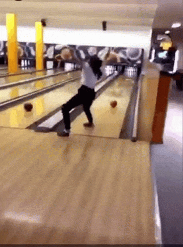 Funny Bowling Sliding In Alley GIF