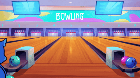 Funny Bowling Chicken Strike Cartoon GIF