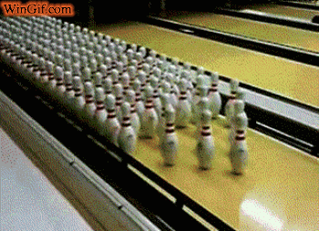 Funny Bowling Massive Pin Strike GIF