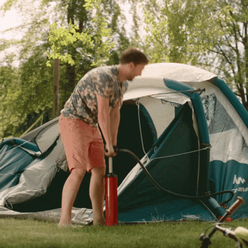 Funny Building Camping Tent Mishap GIF