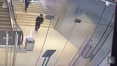 Funny Bye Man Running Into Glass Door GIF