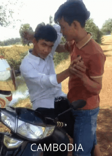 Funny Cambodia Guys Hugging GIF