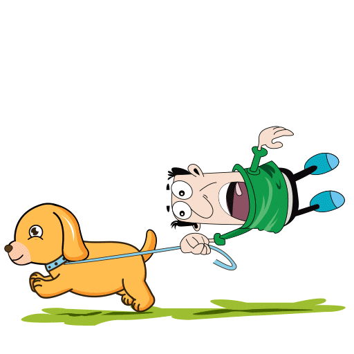 Funny Cartoon Man Walking Dog GIF