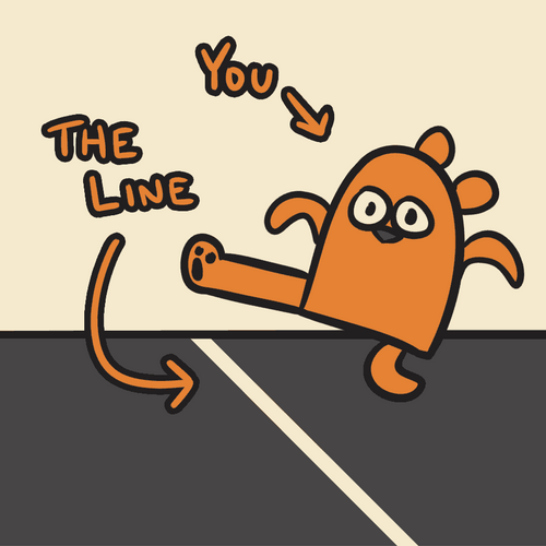Funny Cartoon Stepping In Line GIF