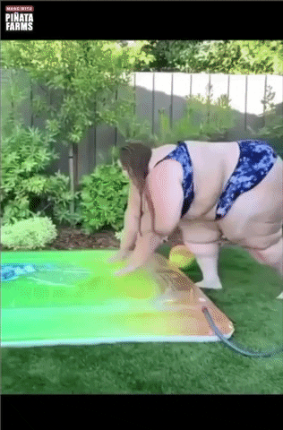 Funny Chubby Lady Shallow Water Dive Fail GIF