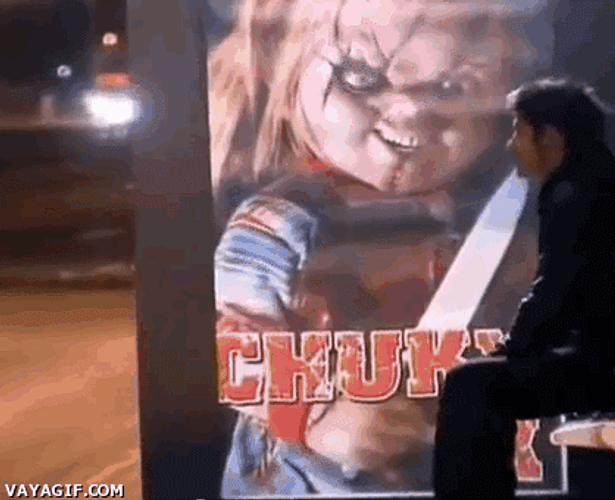 Funny Chucky Poster Prank GIF