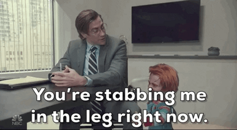 Funny Chucky Stabbing Jake Gyllenhaal GIF