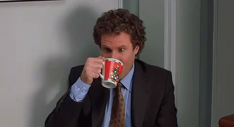 Funny Will Ferrell Drinking Coffee GIF