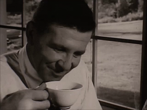 Black And White Funny Coffee Guy Laughing GIF