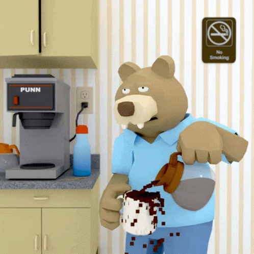 Funny Coffee Spilling Bear GIF