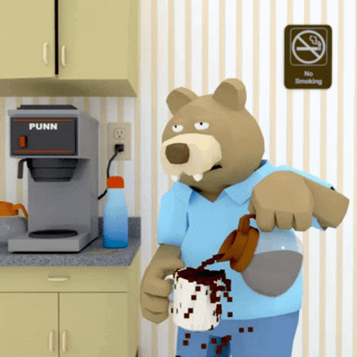 Funny Coffee Spilling Bear GIF