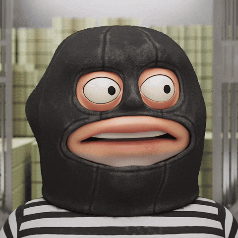 Funny Confused Cartoon Robber Looking Around GIF