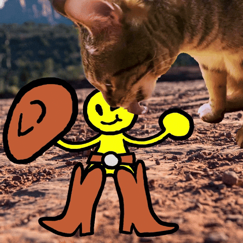 Funny Cowboy Emoji Cat Licked GIF