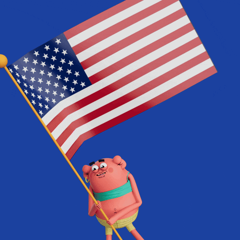 Funny Creature Waving 4th Of July Flag GIF