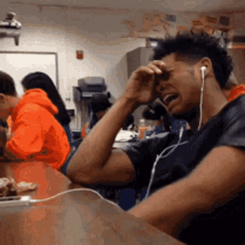 Funny Crying Classroom Black Guy Tantrum Listening To Music GIF
