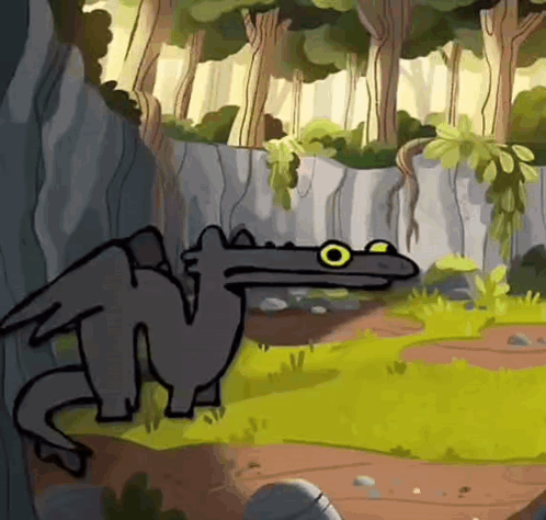 Funny Dancing Black Dragon Animation GIF