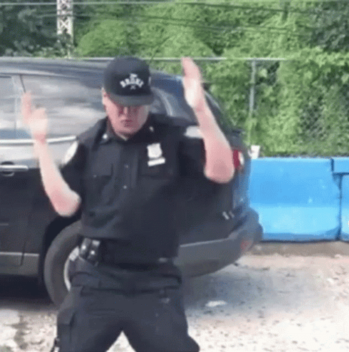 Funny Dancing Cop On The Street GIF