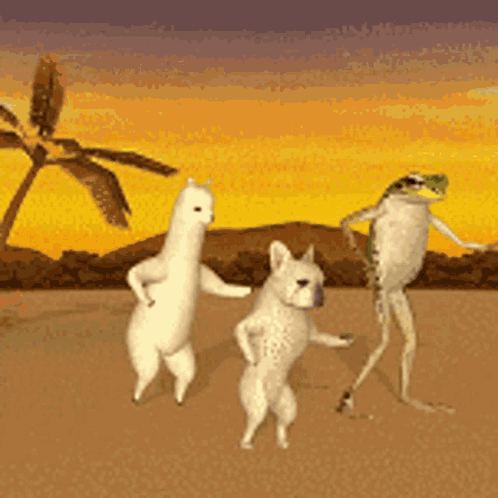 Funny Dancing Frog Dog Alpaca GIF