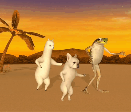 Funny Dancing Frog Dog Alpaca Sleep Well GIF