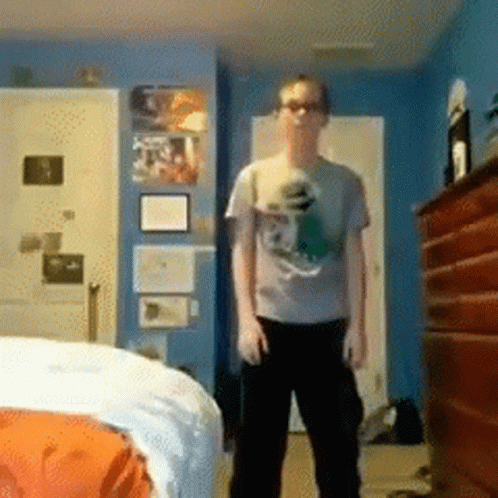 Funny Dancing Hyper Nerd Boy In Room GIF
