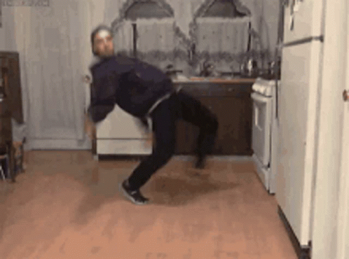 Funny Dancing Wacky Guy In Kitchen GIF