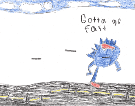 Funny Drawing Of Sonic Running GIF