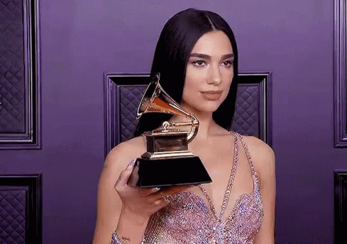 Funny Dua Lipa Holding An Award GIF