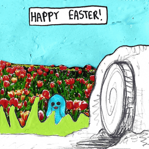 Funny Easter Bunny Animated Cartoon Drawing GIF