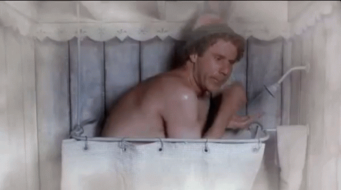Funny Elf Will Ferrell Shower Bath GIF