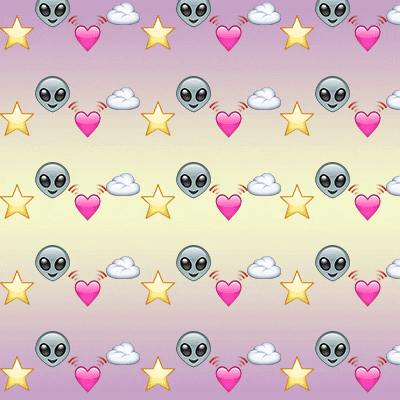 Funny Emoji Alien Heart Rolling Down GIF