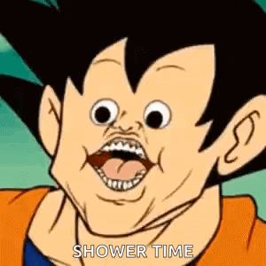 Funny Face Shower Time Goku Meme GIF