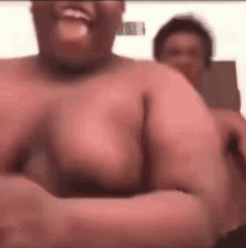 Funny Fat Boy Pour Milk Shaking Man Boobs GIF