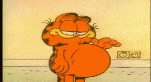Funny Fat Garfield Tapping Belly GIF