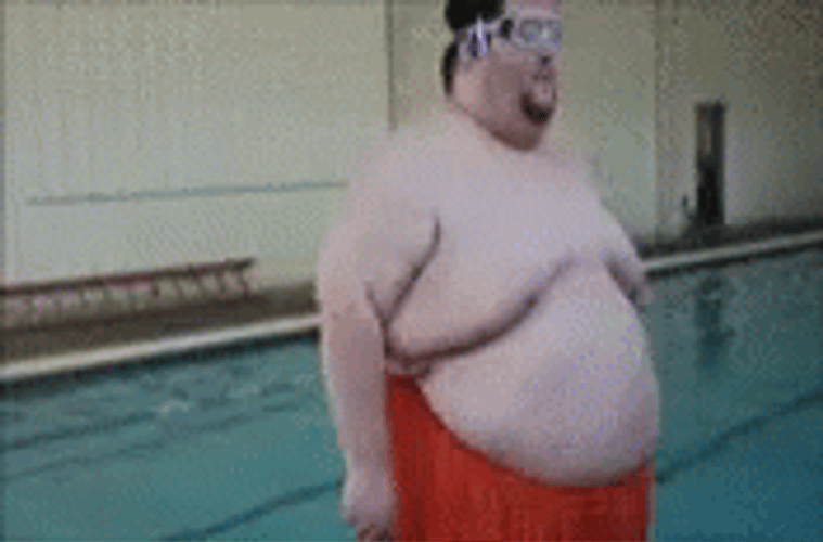 Funny Fat Guy Causing Tsunami GIF