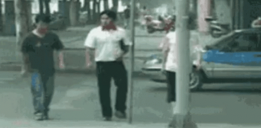 Funny Fight Comical Pole Beat Up GIF