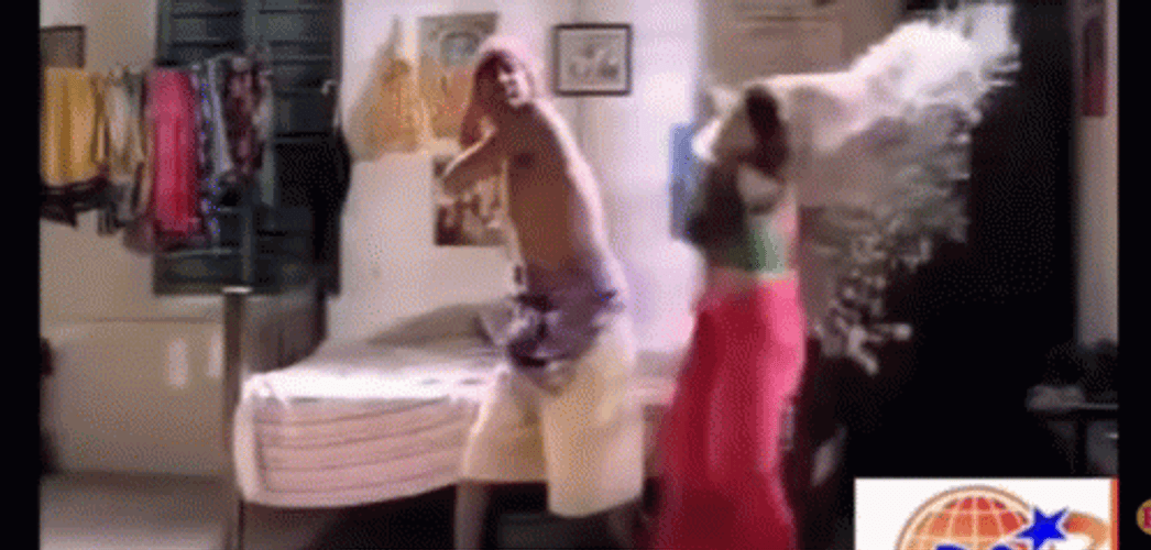 Funny Fight Indian Flour Sack Attack GIF