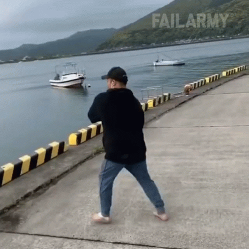 Tumble In The Water Funny Fishing GIF
