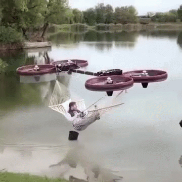 Funny Flying Drone In Hammock GIF
