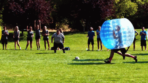 Funny Football Bubble Costume Play GIF
