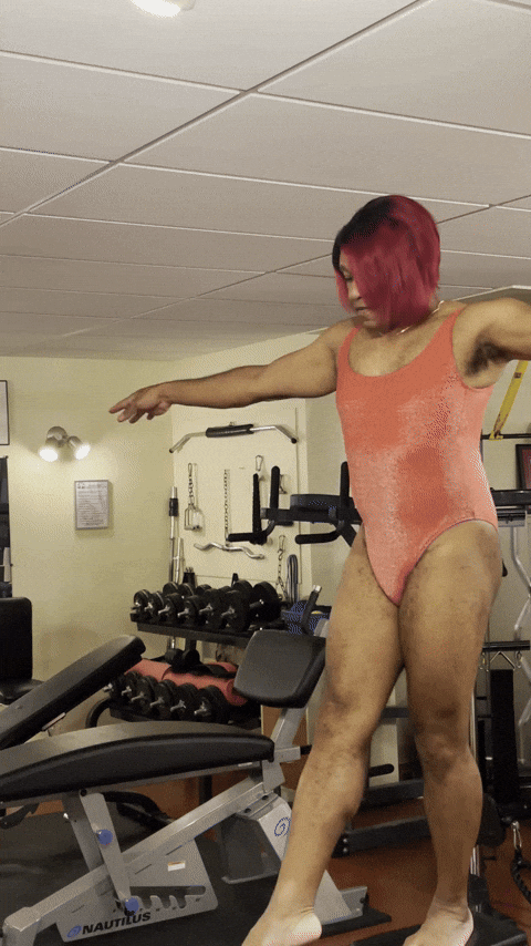 Funny Gay Walking Tiptoed On Balance Beam GIF